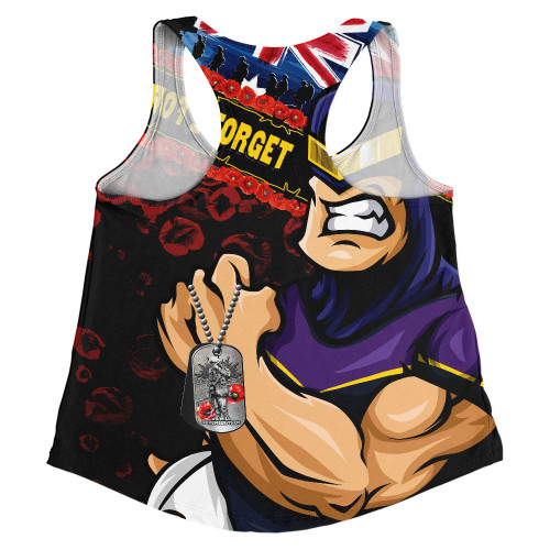 Melbourne Storm Women Racerback Singlet Anzac Remembrance Of The Fallen