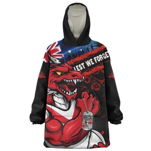St. George Illawarra Dragons Snug Hoodie Anzac Remembrance Of The Fallen