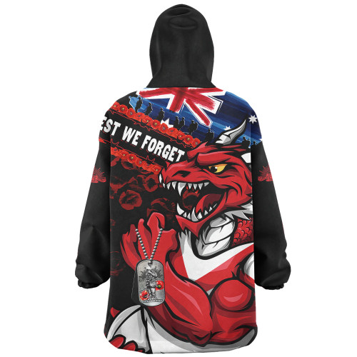 St. George Illawarra Dragons Snug Hoodie Anzac Remembrance Of The Fallen