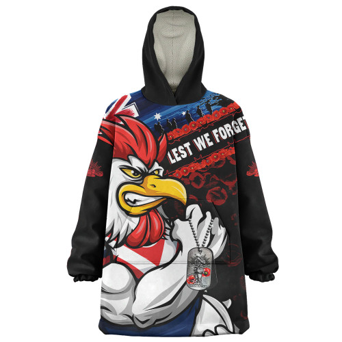 Sydney Roosters Snug Hoodie Anzac Remembrance Of The Fallen