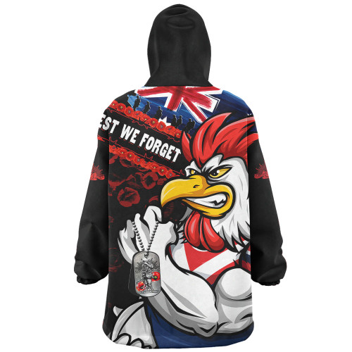 Sydney Roosters Snug Hoodie Anzac Remembrance Of The Fallen