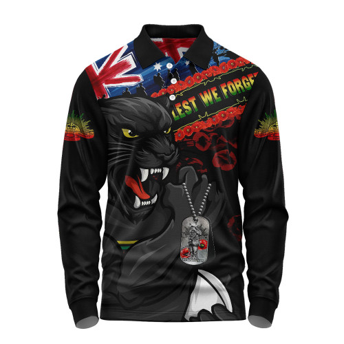 Penrith Panthers Long Sleeve Polo Shirt Anzac Remembrance Of The Fallen