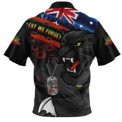 Penrith Panthers Zip Polo Shirt Anzac Remembrance Of The Fallen