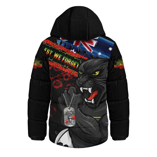 Penrith Panthers Hooded Padded Jacket Anzac Remembrance Of The Fallen