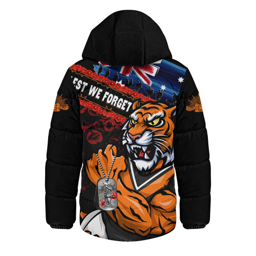 Wests Tigers Hooded Padded Jacket Anzac Remembrance Of The Fallen
