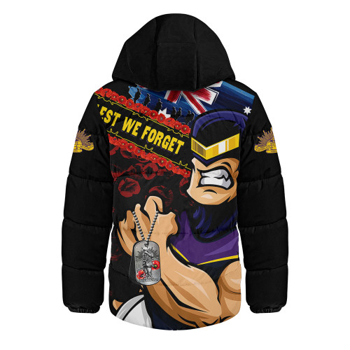 Melbourne Storm Hooded Padded Jacket Anzac Remembrance Of The Fallen