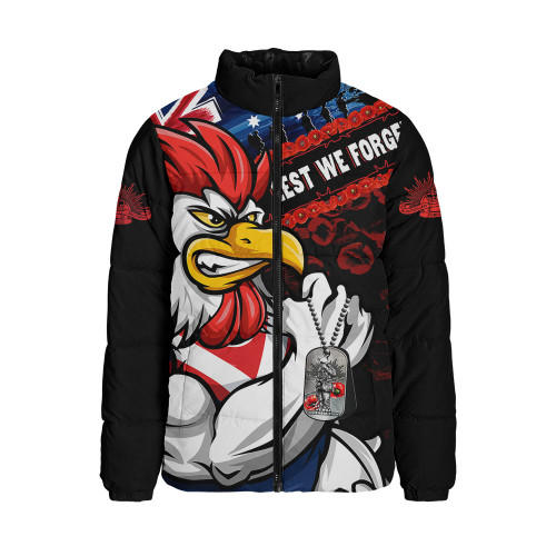 Sydney Roosters Padded Jacket Anzac Remembrance Of The Fallen