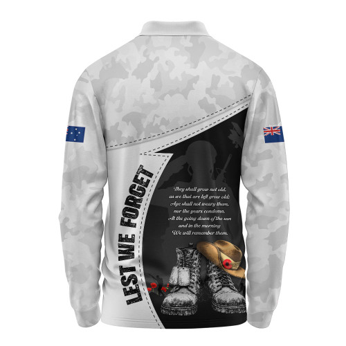 Australia Long Sleeve Polo Shirt Anzac Day Proud Remembrance Of Fallen Heroes