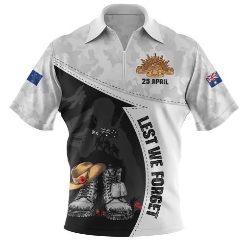 Australia Zip Polo Shirt Anzac Day Proud Remembrance Of Fallen Heroes