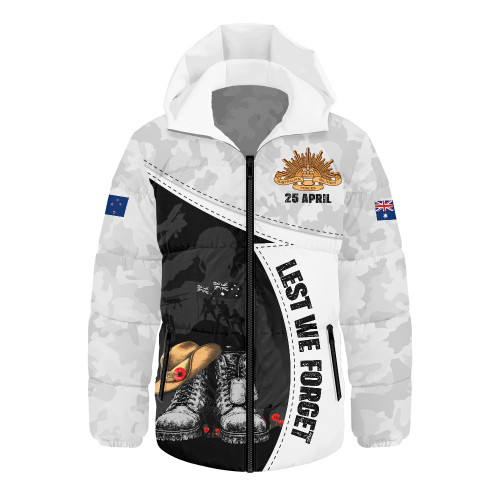 Australia Hooded Padded Jacket Anzac Day Proud Remembrance Of Fallen Heroes