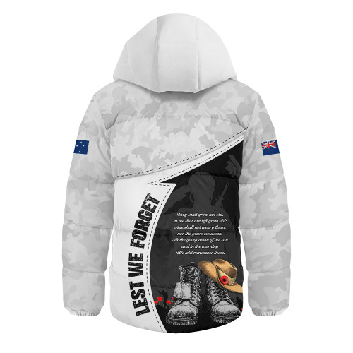 Australia Hooded Padded Jacket Anzac Day Proud Remembrance Of Fallen Heroes