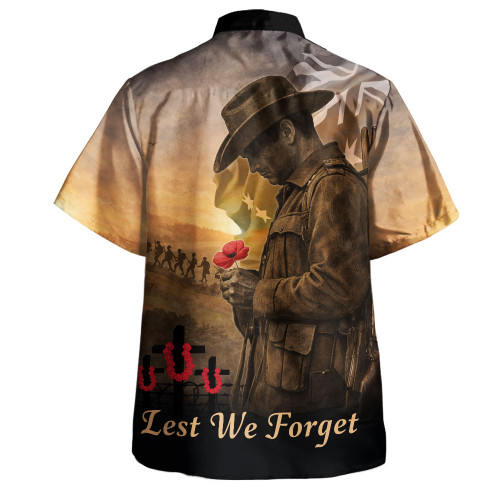 Australia Hawaiian Shirt Anzac Day At Dawn We Remember