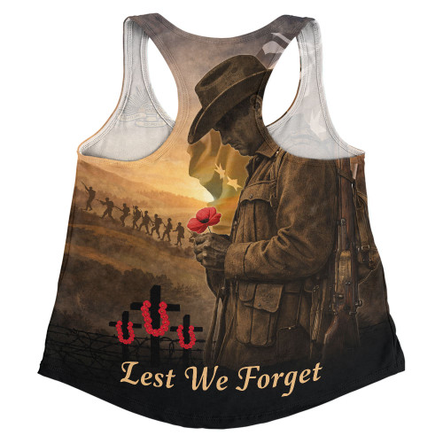 Australia Women Racerback Singlet Anzac Day At Dawn We Remember