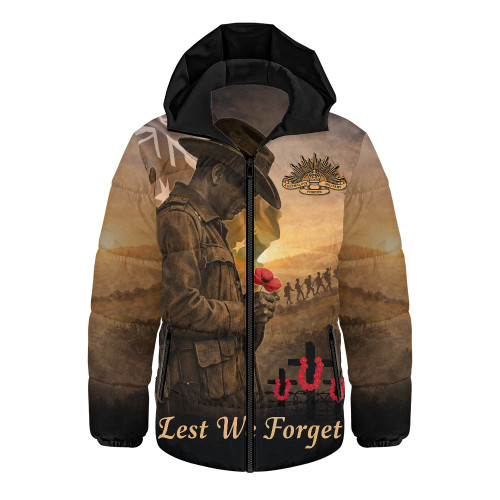 Australia Hooded Padded Jacket Anzac Day At Dawn We Remember