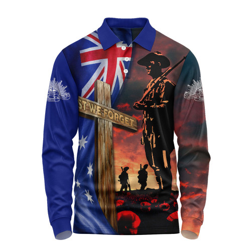 Australia Long Sleeve Polo Shirt Lest We Forget Remembrance