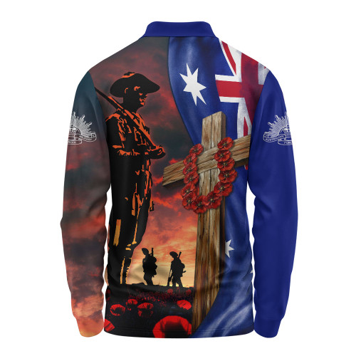 Australia Long Sleeve Polo Shirt Lest We Forget Remembrance