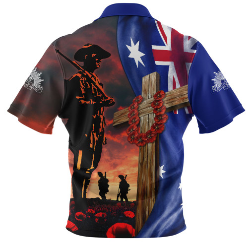 Australia Zip Polo Shirt Lest We Forget Remembrance