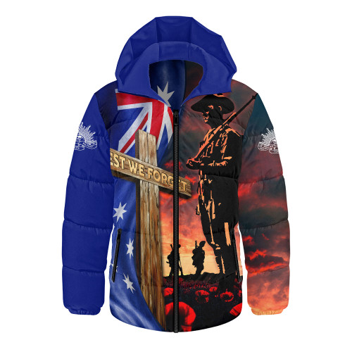 Australia Hooded Padded Jacket Lest We Forget Remembrance