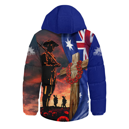 Australia Hooded Padded Jacket Lest We Forget Remembrance
