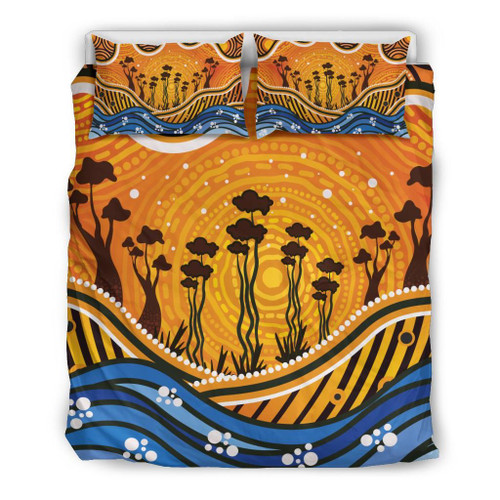 Australia Aboriginal Bedding Set - Boab Tree Dot Painting Art Vero2 Australia Aboriginal Bedding Set - Boab Tree Dot Painting Art Vero2