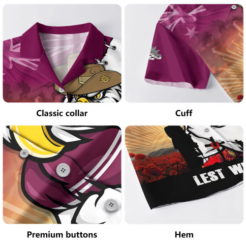 Manly Warringah Sea Eagles Hawaiian Shirt Anzac Day Lest We Forget Silent Dawn