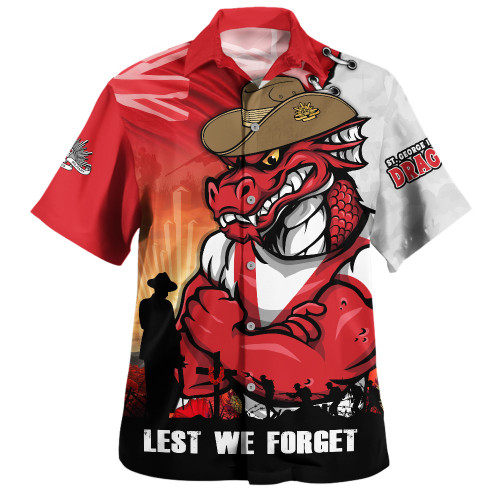 St. George Illawarra Dragons Hawaiian Shirt Anzac Day Lest We Forget Silent Dawn