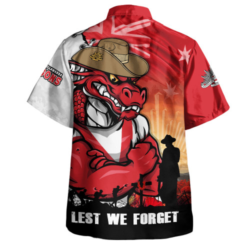St. George Illawarra Dragons Hawaiian Shirt Anzac Day Lest We Forget Silent Dawn