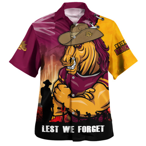 Brisbane Broncos Hawaiian Shirt Anzac Day Lest We Forget Silent Dawn