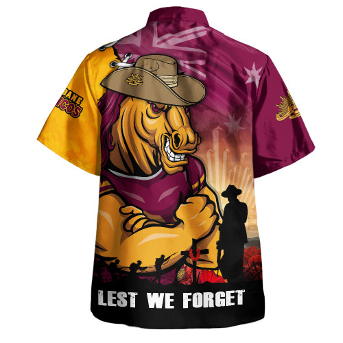 Brisbane Broncos Hawaiian Shirt Anzac Day Lest We Forget Silent Dawn