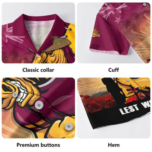 Brisbane Broncos Hawaiian Shirt Anzac Day Lest We Forget Silent Dawn