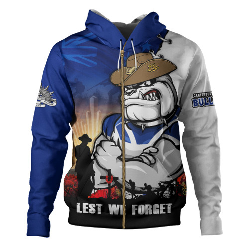 Canterbury-Bankstown Bulldogs Hoodie Anzac Day Lest We Forget Silent Dawn