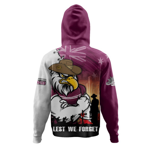 Manly Warringah Sea Eagles Hoodie Anzac Day Lest We Forget Silent Dawn