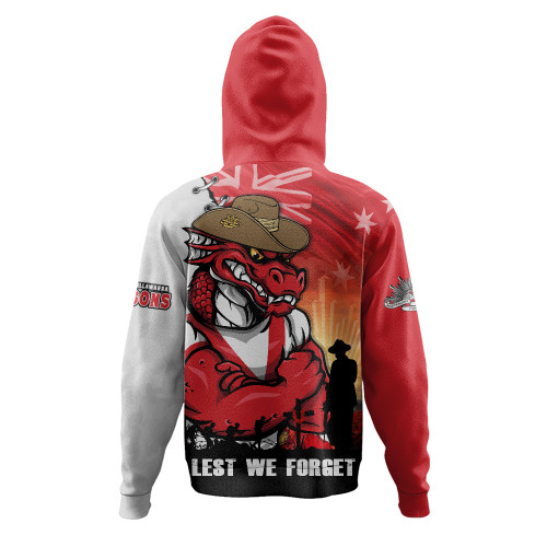 St. George Illawarra Dragons Hoodie Anzac Day Lest We Forget Silent Dawn