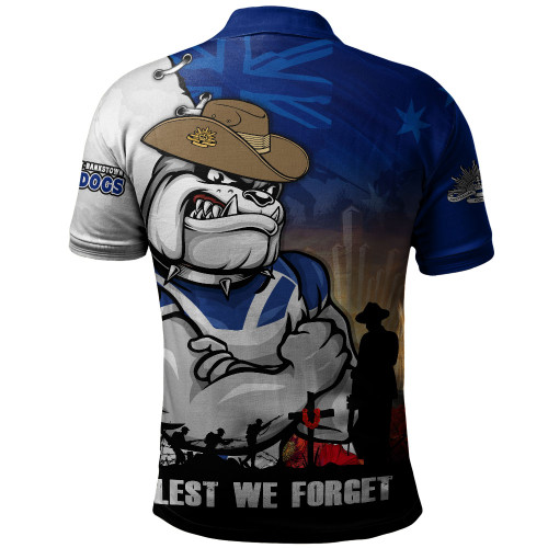 Canterbury-Bankstown Bulldogs Polo Shirt Anzac Day Lest We Forget Silent Dawn