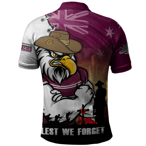 Manly Warringah Sea Eagles Polo Shirt Anzac Day Lest We Forget Silent Dawn