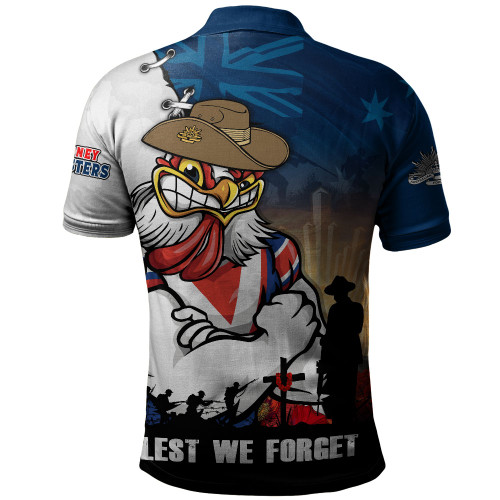 Sydney Roosters Polo Shirt Anzac Day Lest We Forget Silent Dawn