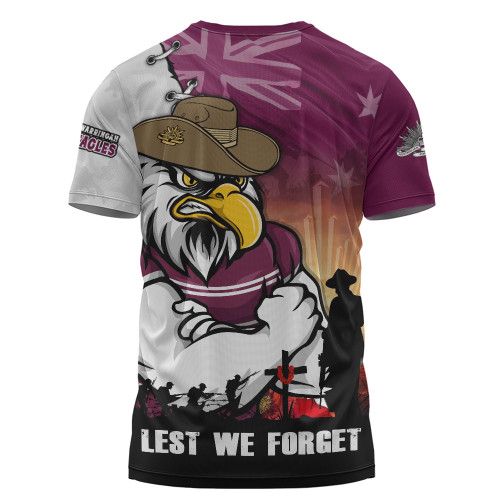 Manly Warringah Sea Eagles T-Shirt Anzac Day Lest We Forget Silent Dawn