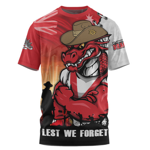 St. George Illawarra Dragons T-Shirt Anzac Day Lest We Forget Silent Dawn