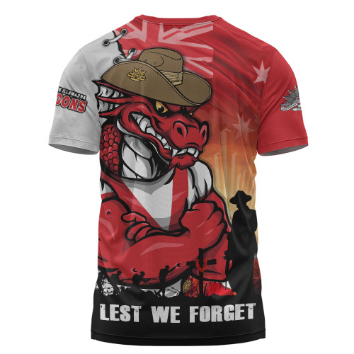 St. George Illawarra Dragons T-Shirt Anzac Day Lest We Forget Silent Dawn