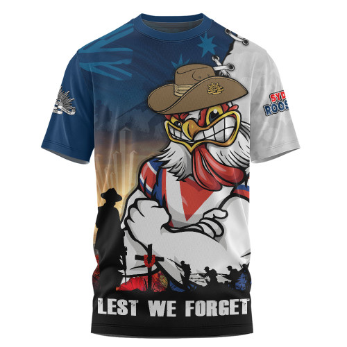 Sydney Roosters T-Shirt Anzac Day Lest We Forget Silent Dawn