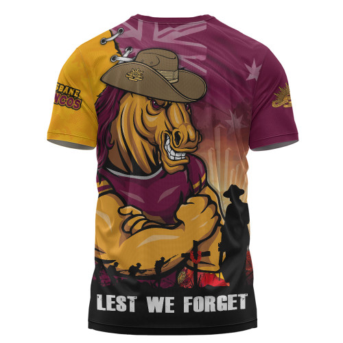 Brisbane Broncos T-Shirt Anzac Day Lest We Forget Silent Dawn