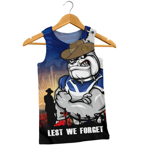 Canterbury-Bankstown Bulldogs Men Singlet Anzac Day Lest We Forget Silent Dawn