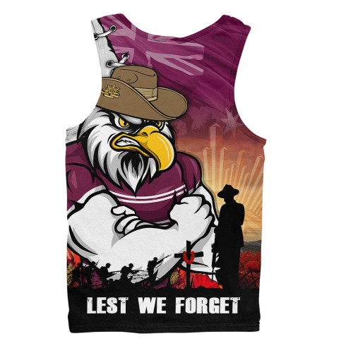 Manly Warringah Sea Eagles Men Singlet Anzac Day Lest We Forget Silent Dawn