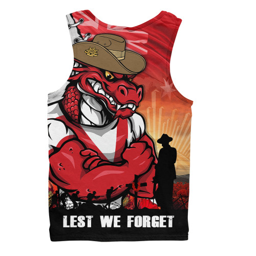 St. George Illawarra Dragons Men Singlet Anzac Day Lest We Forget Silent Dawn