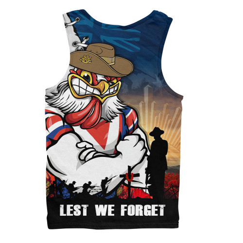 Sydney Roosters Men Singlet Anzac Day Lest We Forget Silent Dawn