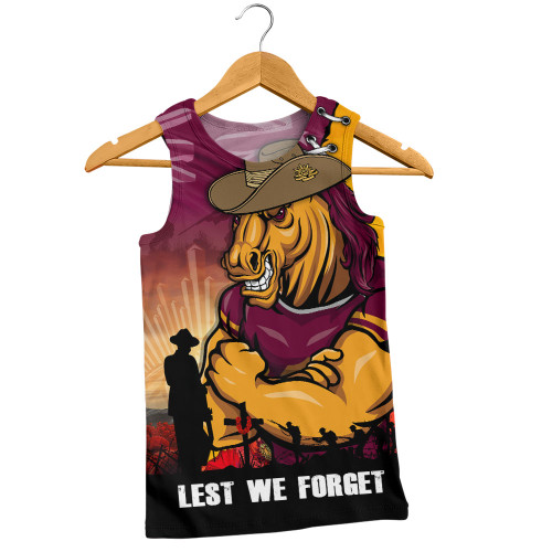 Brisbane Broncos Men Singlet Anzac Day Lest We Forget Silent Dawn