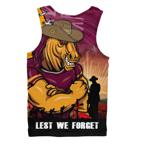 Brisbane Broncos Men Singlet Anzac Day Lest We Forget Silent Dawn