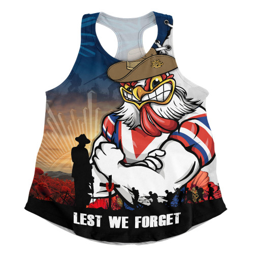 Sydney Roosters Women Racerback Singlet Anzac Day Lest We Forget Silent Dawn