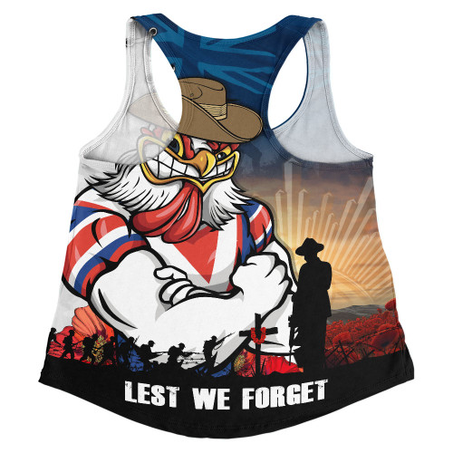 Sydney Roosters Women Racerback Singlet Anzac Day Lest We Forget Silent Dawn