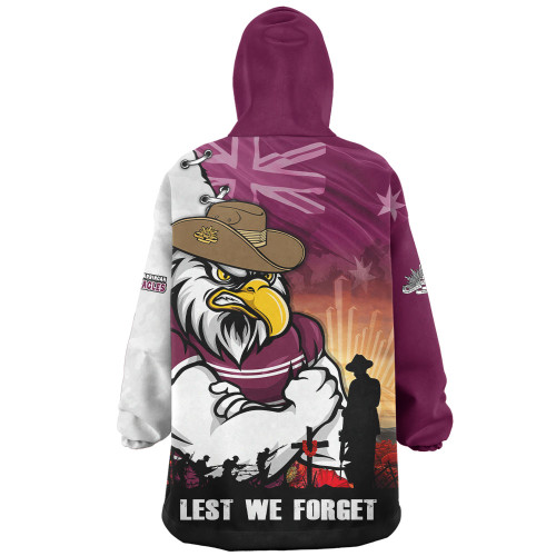 Manly Warringah Sea Eagles Snug Hoodie Anzac Day Lest We Forget Silent Dawn
